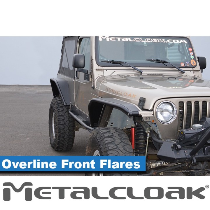 Nakladki przednie Overline 8", para, TJ/LJ/YJ, czarna powloka proszkowa METALCLOAK - ujęcie 2