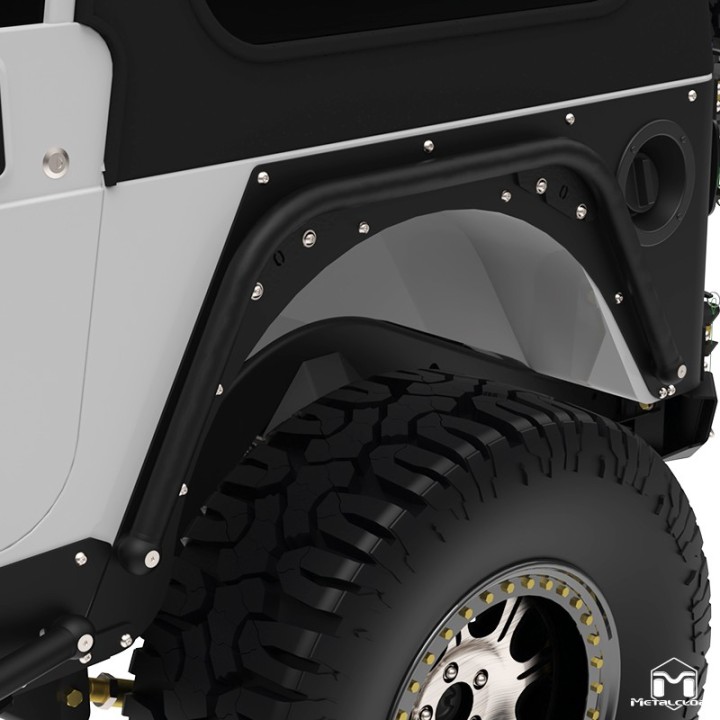 Listwa Rub Rail tylna 1,5", para, TJ/LJ/YJ/CJ7/CJ8, czarna powloka proszkowa METALCLOAK - ujęcie 6
