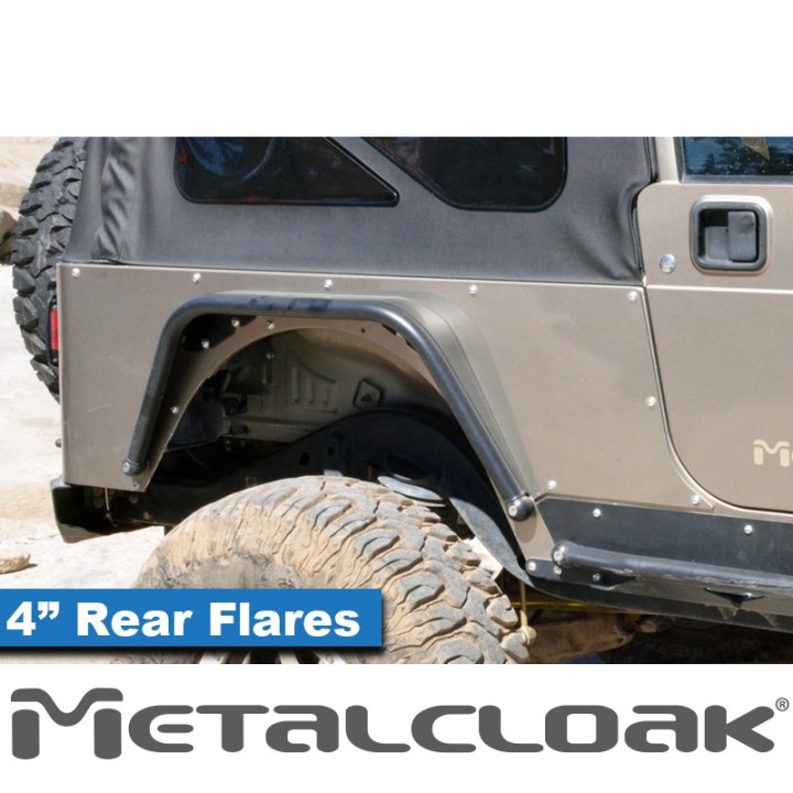 Nakladki tylne 4", para, TJ/LJ/YJ/CJ, czarna powloka proszkowa METALCLOAK - ujęcie 3