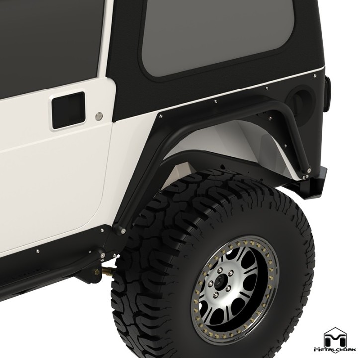 Nakladki tylne 4", para, TJ/LJ/YJ/CJ, czarna powloka proszkowa METALCLOAK - ujęcie 5