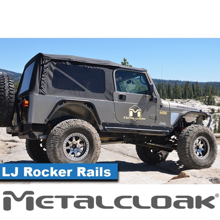 Progi Rocker Rail, para, TJ Unlimited/LJ i CJ-8, czarna powloka proszkowa METALCLOAK - ujęcie 3