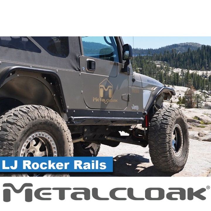Progi Rocker Rail, para, TJ Unlimited/LJ i CJ-8, czarna powloka proszkowa METALCLOAK - ujęcie 4