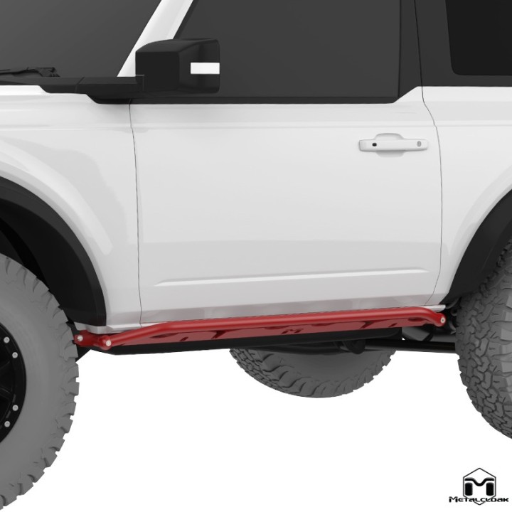 Progi Overline mocowane do ramy, 2-drzwiowy, czarna powloka proszkowa, Ford Bronco 6G METALCLOAK