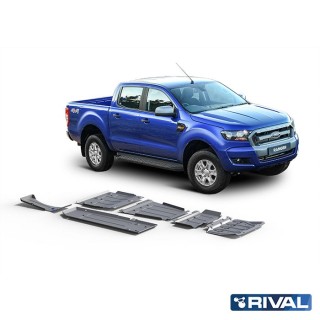 Zestaw osłon aluminiowych Rival 4 mm — chłodnica, silnik, skrzynia, reduktor, zbiornik paliwa i AdBlue — Ford Ranger 2011-2022
