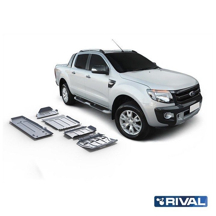 Zestaw osłon Rival 5 elementów — chłodnica, silnik, skrzynia, reduktor, zbiornik — alu 6 mm — Ford Ranger 2011-2022