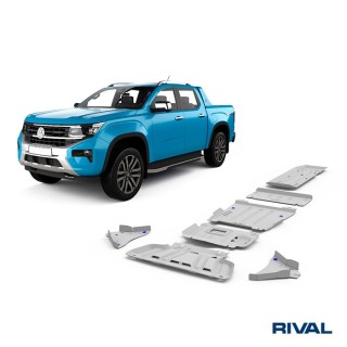 Zestaw osłon Rival 6 elementów — chłodnica, silnik, skrzynia, reduktor, bak, wahacze — alu 6 mm — Ford Ranger, VW Amarok od 2022
