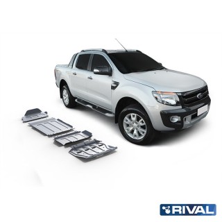 Zestaw osłon Rival 4 elementy — chłodnica, silnik, skrzynia, reduktor — alu 4 mm — Ford Ranger 2011-2022
