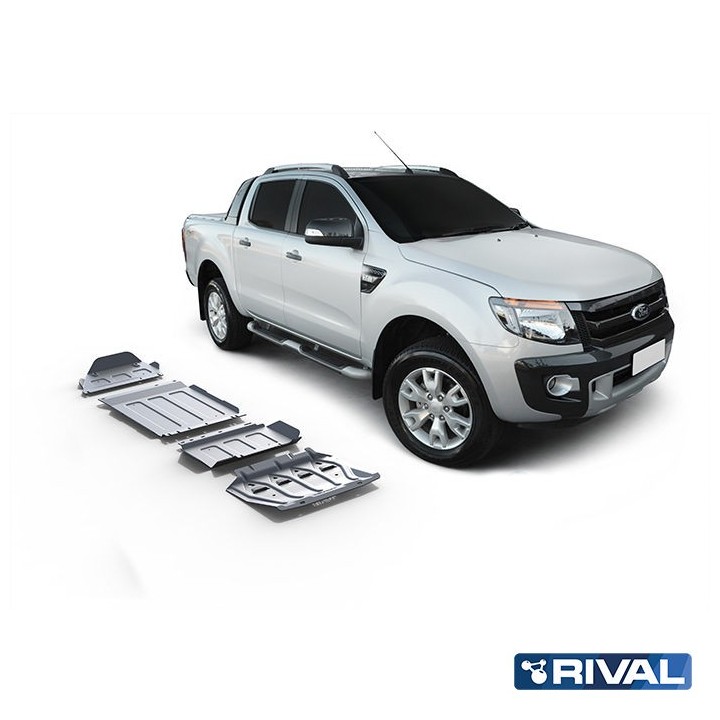 Zestaw osłon Rival 4 elementy — chłodnica, silnik, skrzynia, reduktor — alu 4 mm — Ford Ranger 2011-2022