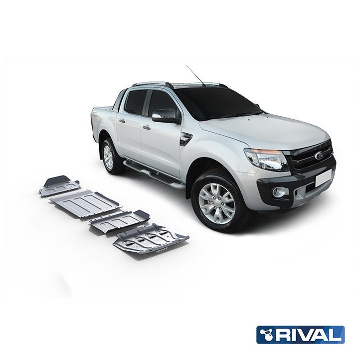 Zestaw osłon Rival 4 elementy — chłodnica, silnik, skrzynia, reduktor — alu 4 mm — Ford Ranger 2011-2022 - ujęcie 2