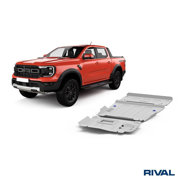 Zestaw osłon Rival — silnik, skrzynia, reduktor — aluminium 4 mm — Ford Ranger i Raptor, VW Amarok od 2022 - ujęcie 3
