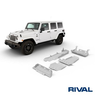 Zestaw osłon Rival — drążki, wydech, silnik, skrzynia, reduktor, zbiornik — Jeep Wrangler JK 4D 2.8 diesel 2007-2018