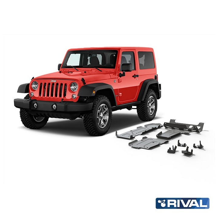 Zestaw osłon Rival — silnik, skrzynia, wydech, zbiornik paliwa, wahacze przednie i tylne — Jeep Wrangler JL 4D 2018-2021