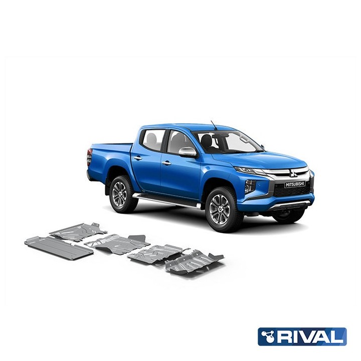 Zestaw osłon Rival 4 mm — chłodnica, silnik, skrzynia, reduktor, zbiornik — Mitsubishi L200, Pajero Sport