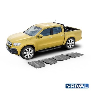 Zestaw osłon Rival aluminium 3,8 mm — chłodnica, silnik, skrzynia, reduktor — Mercedes-Benz X-Class 2,3 TD od 2018