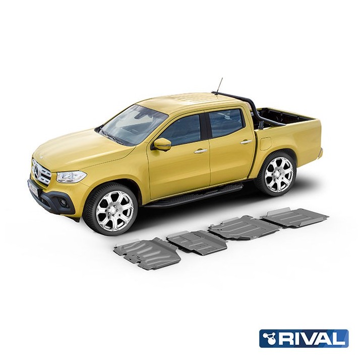 Zestaw osłon Rival aluminium 3,8 mm — chłodnica, silnik, skrzynia, reduktor — Mercedes-Benz X-Class 2,3 TD od 2018 - ujęcie 2