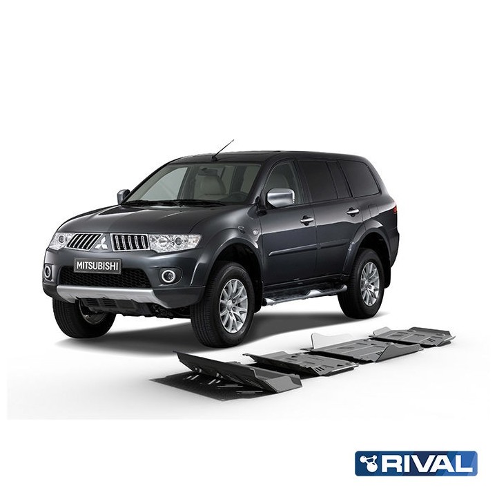Zestaw osłon Rival 6 mm — chłodnica, silnik, skrzynia, reduktor — Mitsubishi L200, Pajero Sport