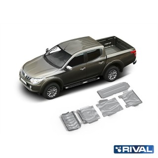 Zestaw osłon Rival 6 mm — chłodnica, silnik, skrzynia, reduktor, zbiornik — Mitsubishi L200, Pajero Sport