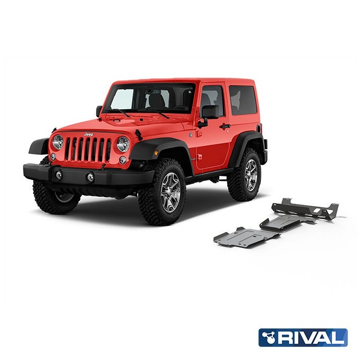 Zestaw osłon Rival — silnik, skrzynia biegów, tłumik — aluminium 6 mm — Jeep Wrangler JL 2018-2021