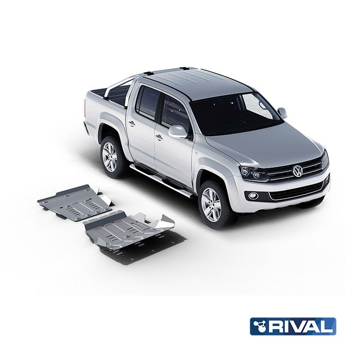 Zestaw osłon podwozia Rival 6 mm — chłodnica, silnik, skrzynia, reduktor — Volkswagen Amarok 2010-2016 2.0 TDI