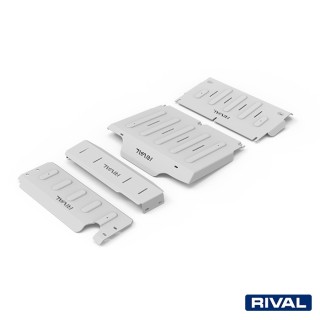 Zestaw osłon Rival aluminium 6 mm — drążki kierownicze, silnik, skrzynia, reduktor — Nissan Patrol Y61 Safari od 2016