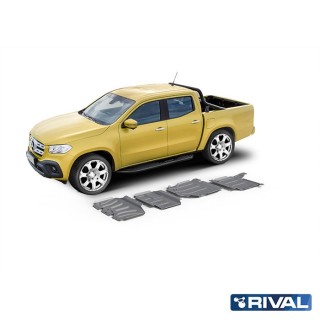 Zestaw osłon Rival aluminium 6 mm — chłodnica, silnik, skrzynia, reduktor — Mercedes-Benz X-Class 3,0 D V6 od 2018