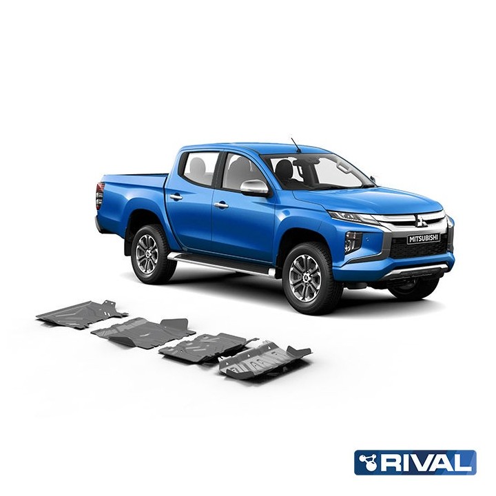 Zestaw osłon Rival alu 3,8 mm — chłodnica, silnik, skrzynia, reduktor — Mitsubishi L200 2015-2023, Pajero Sport - ujęcie 3