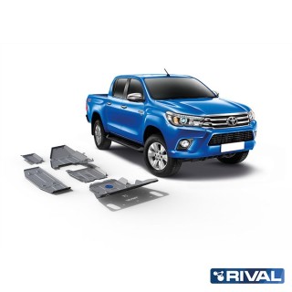 Zestaw osłon Rival alu 4 mm — chłodnica, silnik, skrzynia, reduktor, AdBlue, bak — Toyota Hilux 2015-2020