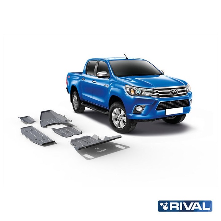 Zestaw osłon Rival alu 4 mm — chłodnica, silnik, skrzynia, reduktor, AdBlue, bak — Toyota Hilux 2015-2020 - ujęcie 2