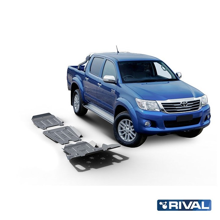 Zestaw osłon Rival alu 3,8 mm — chłodnica, silnik, skrzynia, reduktor — Toyota Hilux 2005-2015 - ujęcie 2