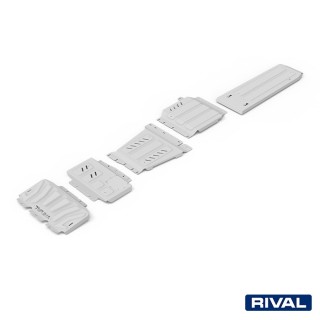 Zestaw osłon Rival aluminium 6 mm — chłodnica, silnik, skrzynia, reduktor, zbiornik — Nissan Navara