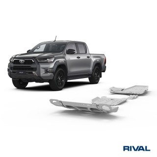 Zestaw osłon Rival alu 6 mm — chłodnica, silnik, skrzynia, reduktor, AdBlue, sonda — Toyota Hilux 2015-2022