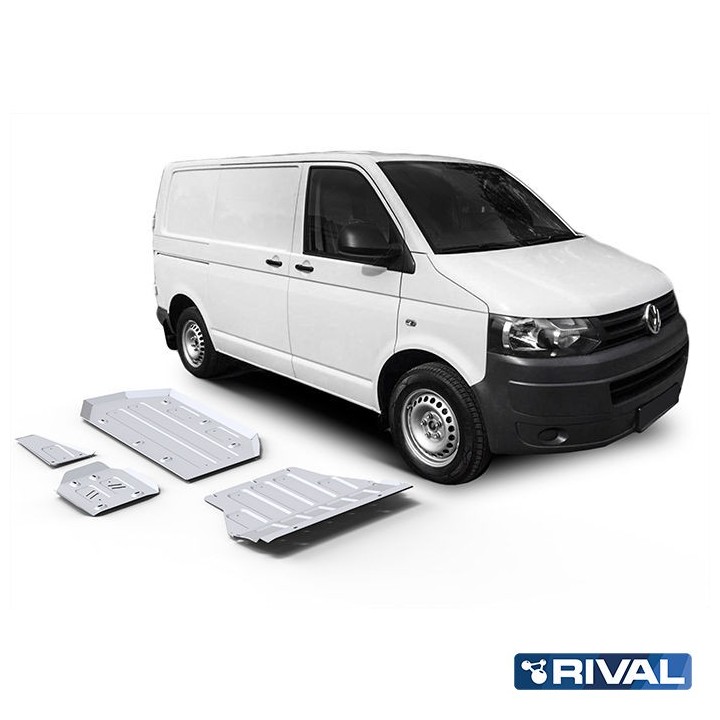 Zestaw osłon Rival 6 mm — silnik, skrzynia, wydech, zbiornik — VW Transporter, Caravelle, Multivan 4x4 2003-2019