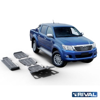 Zestaw osłon Rival alu 4 mm — chłodnica, silnik, skrzynia, reduktor, zbiornik paliwa — Toyota Hilux 2005-2015