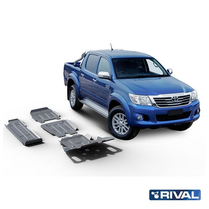 Zestaw osłon Rival alu 4 mm — chłodnica, silnik, skrzynia, reduktor, zbiornik paliwa — Toyota Hilux 2005-2015