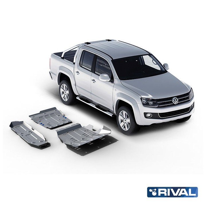 Zestaw osłon podwozia Rival — chłodnica, silnik, skrzynia, reduktor, zbiornik — Volkswagen Amarok 2010-2016 2.0 TDI