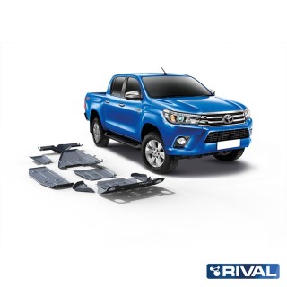Zestaw osłon Rival alu 4 mm — pełne podwozie z wahaczami i dyferencjałem — Toyota Hilux 2015-2022