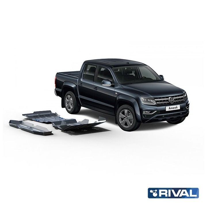 Zestaw osłon Rival — chłodnica, silnik, skrzynia, reduktor, zbiornik — aluminium — VW Amarok 2016-2020 - ujęcie 2