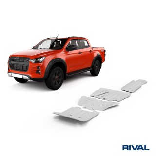 Zestaw osłon Rival — chłodnica, silnik, skrzynia, reduktor, zbiornik — aluminium 6 mm — Isuzu D-Max od 2021