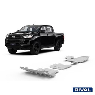 Zestaw osłon Rival alu 4 mm — chłodnica, silnik, skrzynia, reduktor, AdBlue, sonda — Toyota Hilux 2015-2022