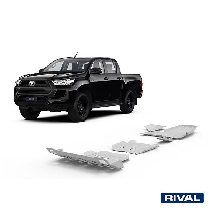 Zestaw osłon Rival alu 4 mm — chłodnica, silnik, skrzynia, reduktor, AdBlue, sonda — Toyota Hilux 2015-2022