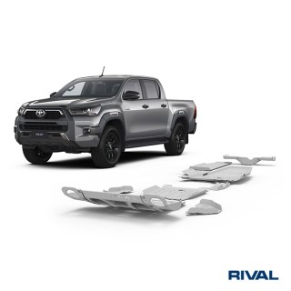 Zestaw osłon Rival alu 6 mm — pełne podwozie z wahaczami i dyferencjałem — Toyota Hilux 2015-2022