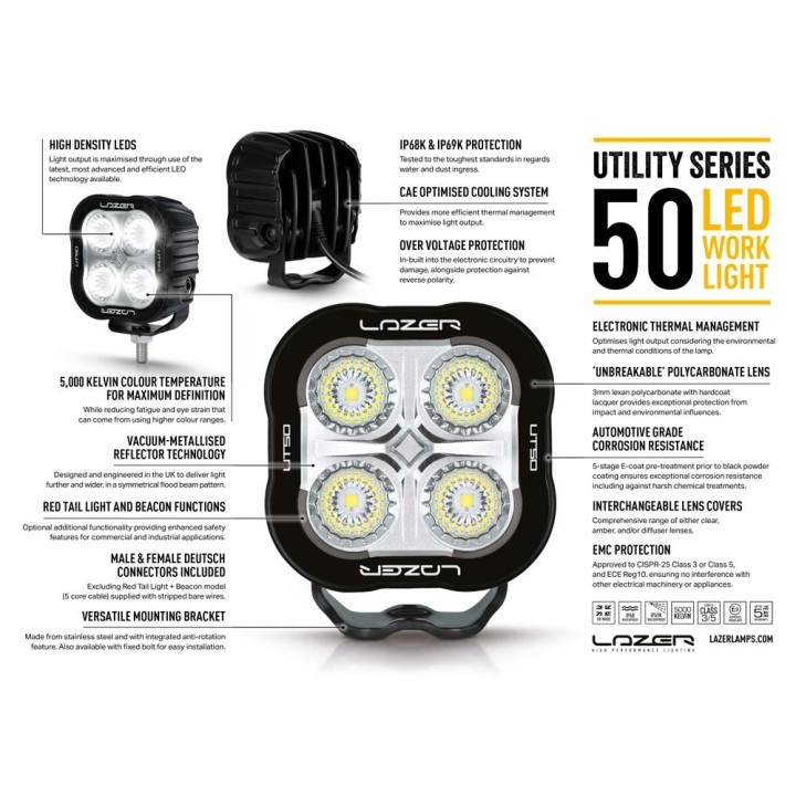 Lampa robocza LED LAZER Utility 50 Red Tail – 5 000 lm