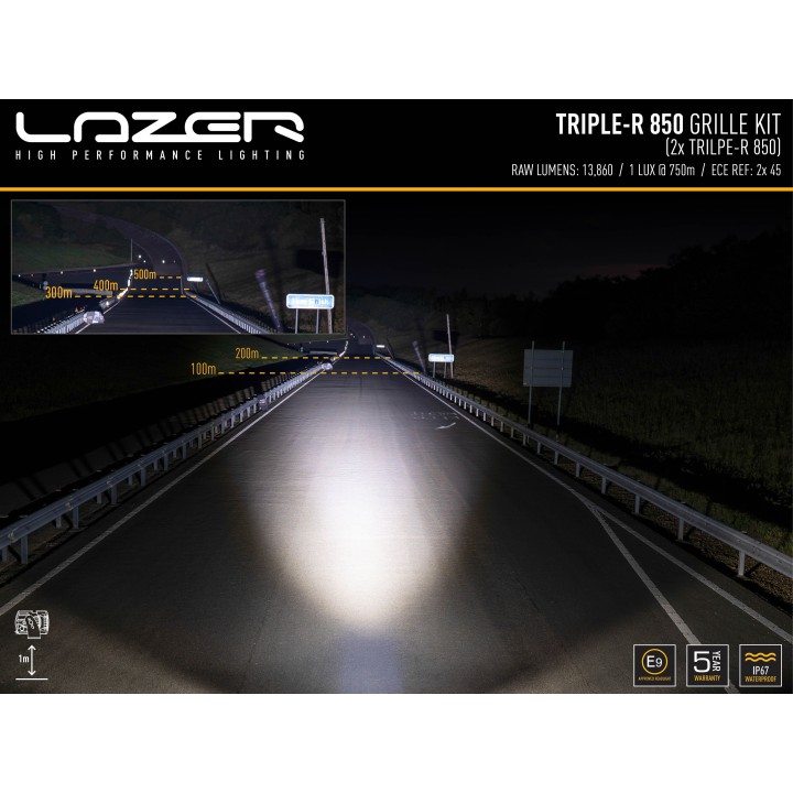 Zestaw dwóch lamp LAZER TRIPLE-R 850 (Gen2) z systemem montażu w fabrycznym grillu – Ford Ranger Wildtrak (2023 -) / - ujęcie 6