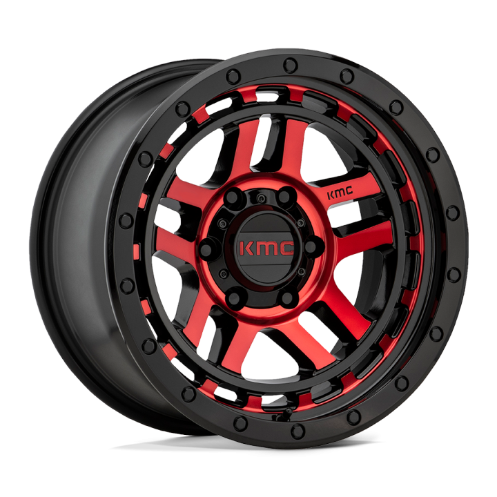 Felga aluminiowa RECON Gloss Black Machined W/ Red Tint KMC