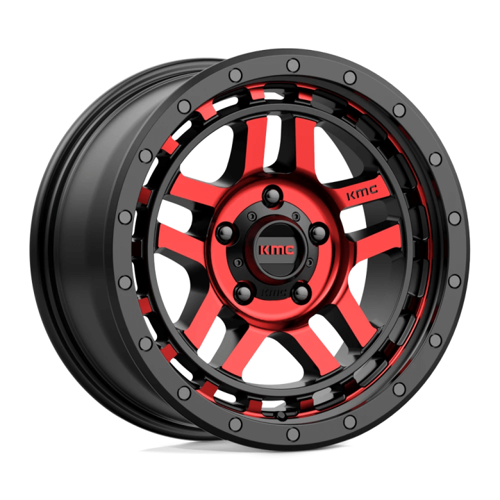 Felga aluminiowa KM540 Recon Gloss Black Machined W/ RED Tint KMC