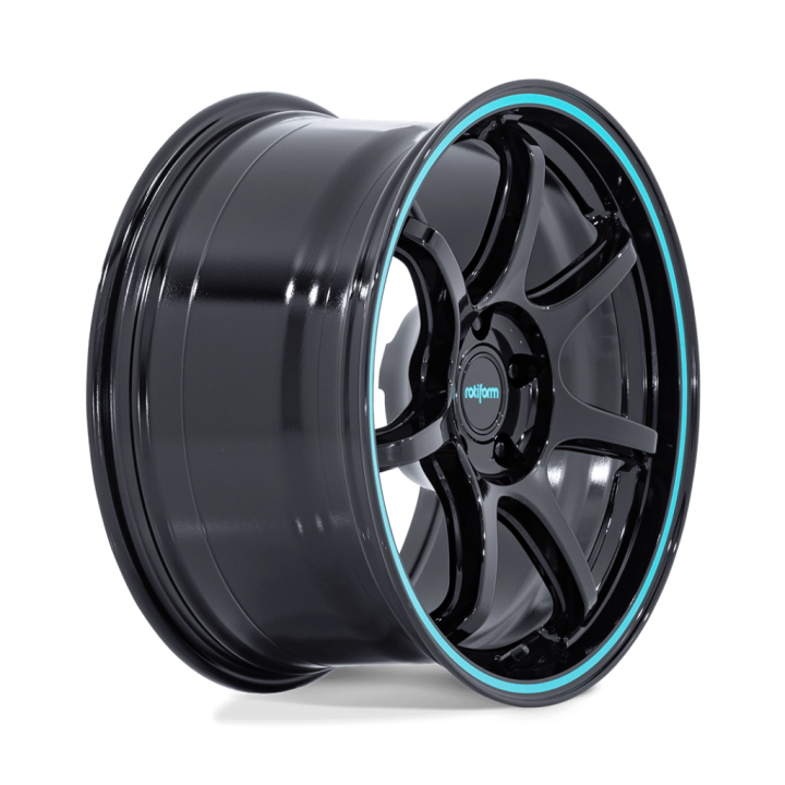 Felga aluminiowa RC208 BPU Gloss Black With Teal Stripe ROTIFORM 8.5x19 ET20 5x114.3 - ujęcie 2
