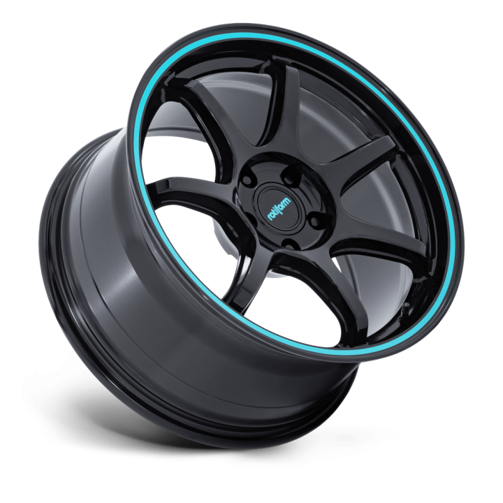 Felga aluminiowa RC208 BPU Gloss Black With Teal Stripe ROTIFORM 8.5x19 ET20 5x114.3 - ujęcie 3