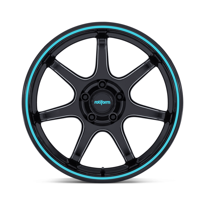 Felga aluminiowa RC208 BPU Gloss Black With Teal Stripe ROTIFORM 8.5x19 ET20 5x114.3 - ujęcie 4