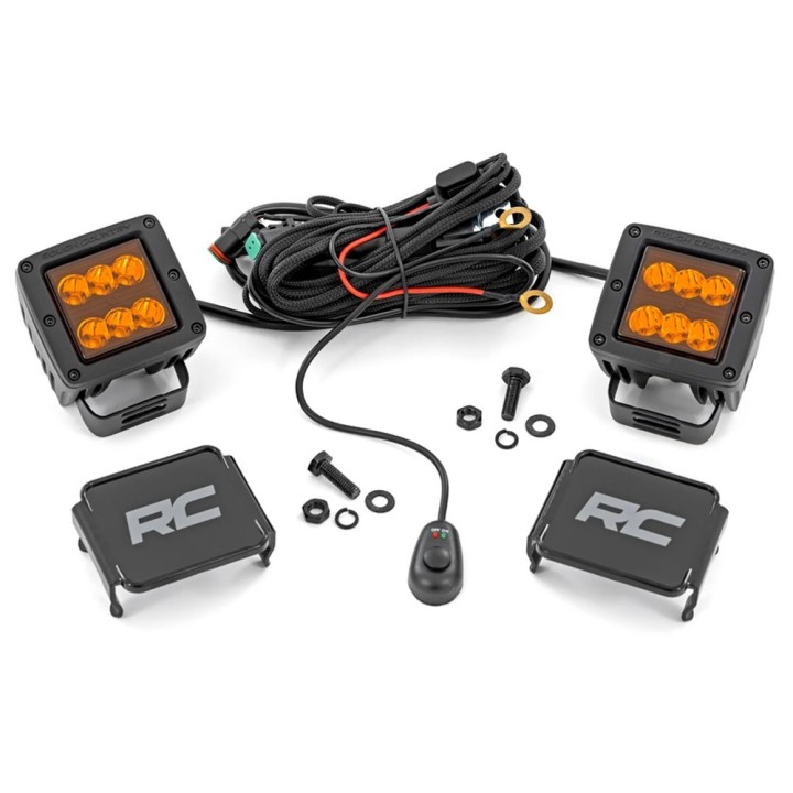 Lampy LED 2" kwadratowe amber spot Rough Country | Szekla4x4