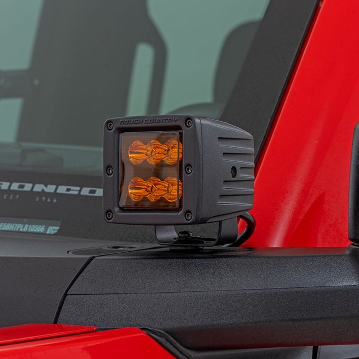 Lampy LED 2" kwadratowe amber spot Rough Country | Szekla4x4